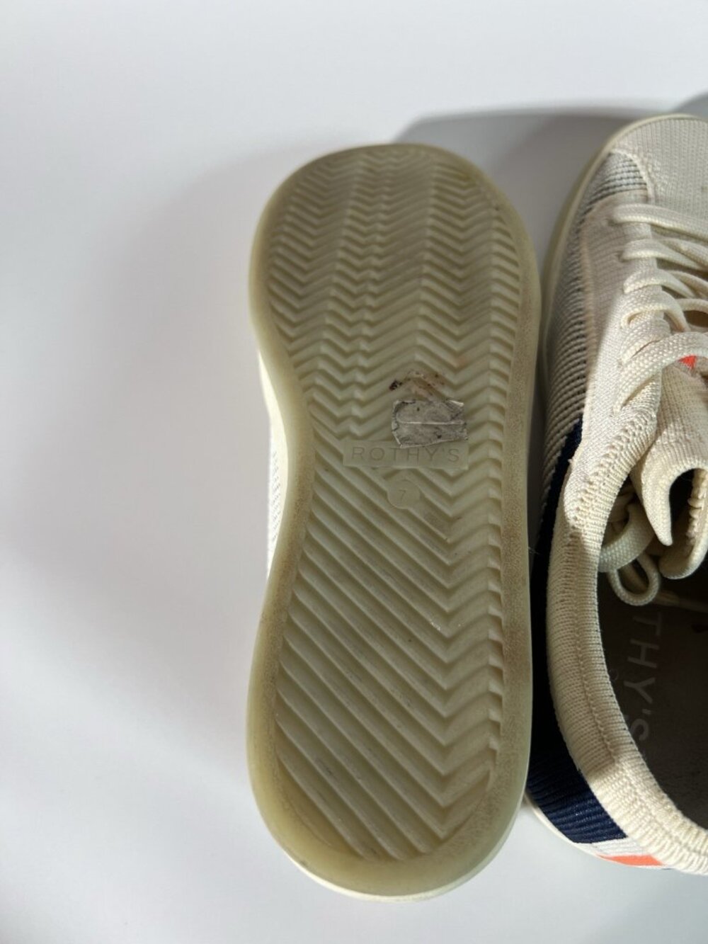 Rothy’s Women’s Knit Lace Up Sneakers Blue White Size 7 Comfort Shoes No Box - Picture 10 of 11